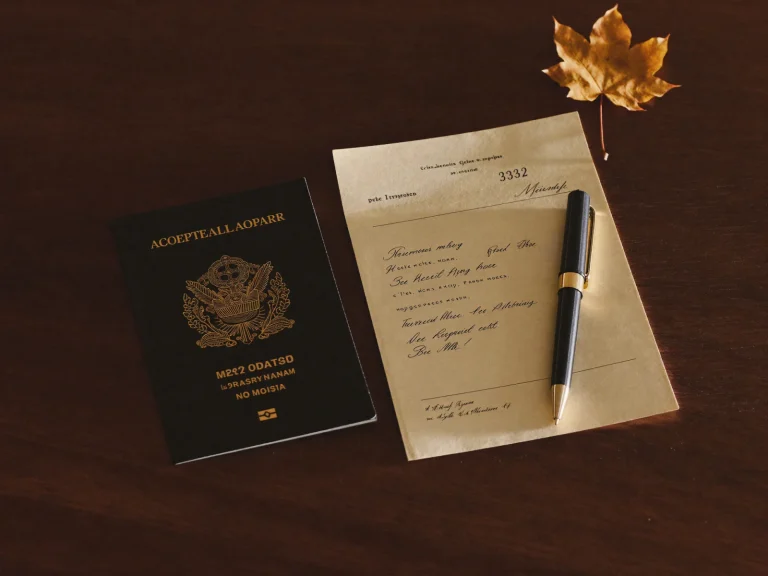 Canadian immigration application documents on a desk